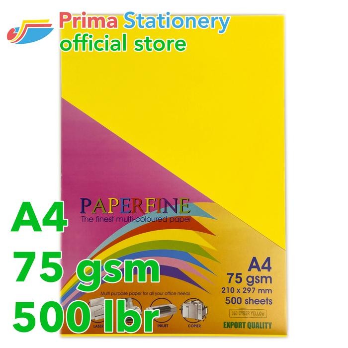 

Paperfine Kertas HVS Warna A4 IT 363 Cyber Yellow Rim isi 500 lbr [TC]