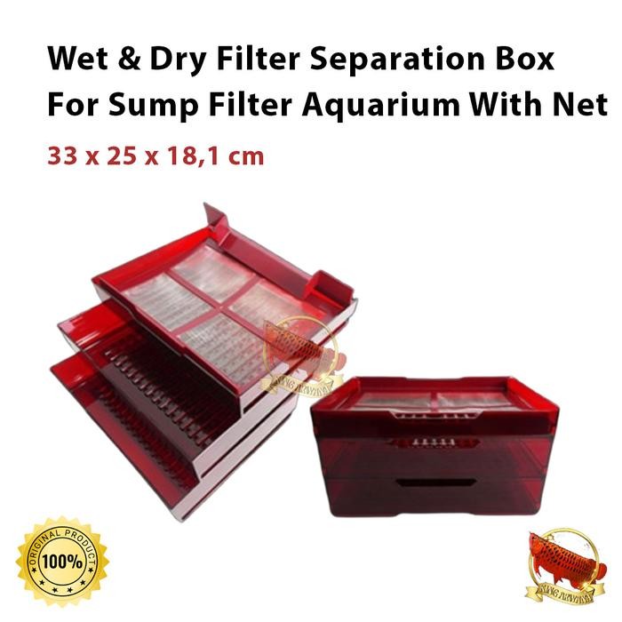 Wet & Dry Filter Separation Box For Sump Filter Aquarium With Net - Red