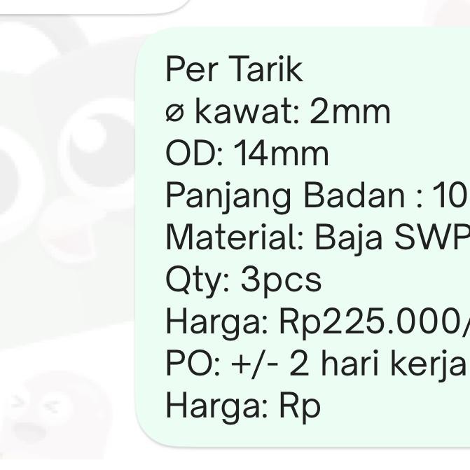 Per Spring Pegas Tarik OD 14mm Kawat 2mm Panjang Badan 1000mm Baja