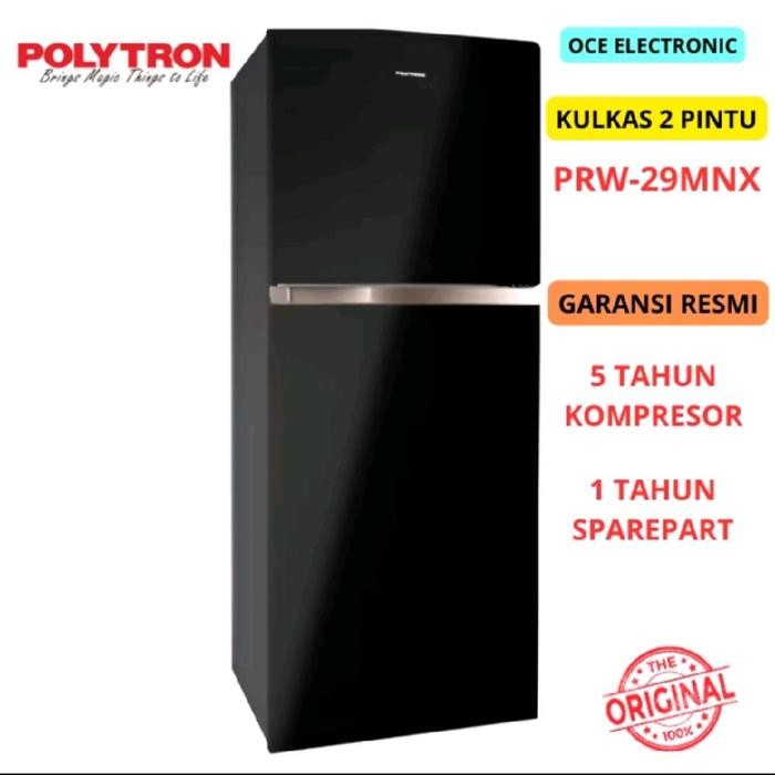 Polytron Kulkas 2 Pintu PRW-29MNX Glossy Low Watt 260 Liter dengan Jumbo Cabinet Tempered Glass Door