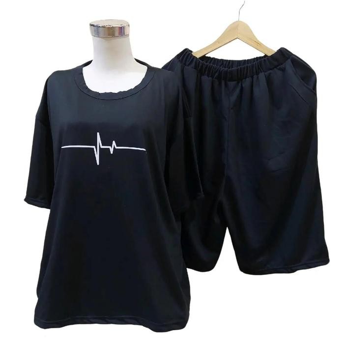 Pilihan- Baju Setelan Wanita Jumbo Ld 130 Ada Saku / Kantong Bahan Babyterry One Set Kaos