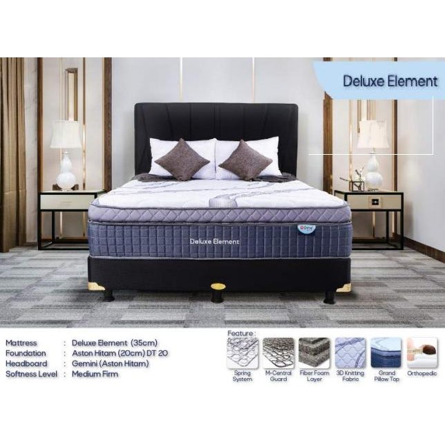 Central Springbed Deluxe Element Pillow Top T. 35Cm Kasur Central Spring Bed Deluxe Element ( Hanya