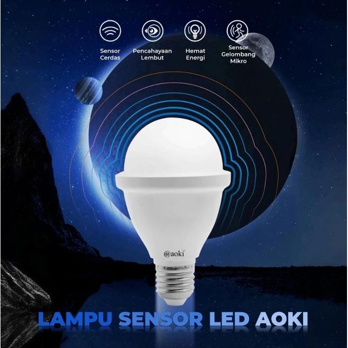 AOKI Lampu Bohlam Sensor Gerak Lampu Bohlam Sensor Cahaya Lampu Bohlam Sensor Suara Hemat Energi