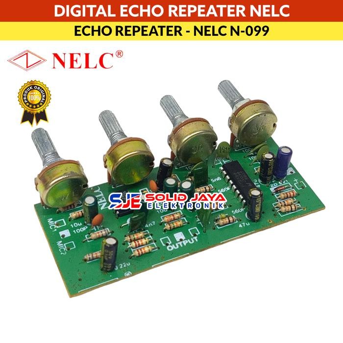 Digital Echo Repeater Nelc N-099 Karaoke Mic Mik Repeat Echo 4 Potensio Rangkaian Kit Echo Digital
