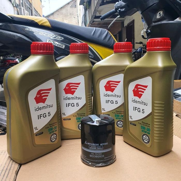 5w-30 Full Synthetic Idemitsu Paket Oli 4liter + filter oli MITSUBISHI
