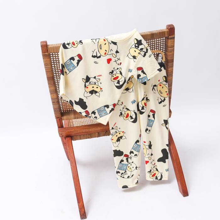 Pilihan- Peachbello Moo-Moo Setelan Kaos Anak Laki-Laki Dan Perempuan Fashion