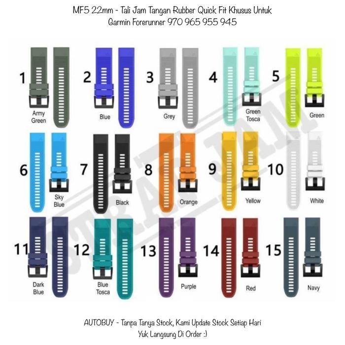MF5 22mm Kompatibel Untuk Strap Garmin Forerunner 970 965 955 945 - Tali Jam Quick Fit