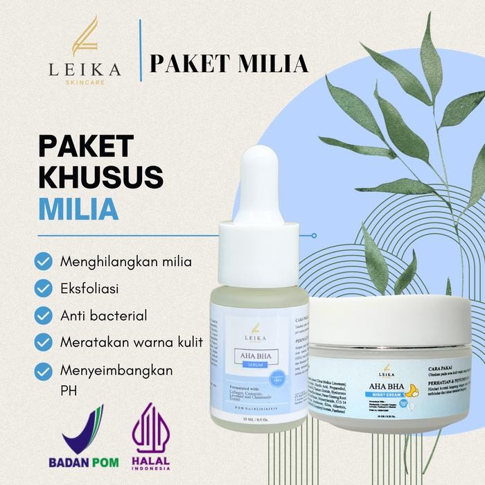 Pilihan- Paket Combo Khusus Milia Leika Skincare Serum Khusus Milia Penghilang Milia Dibawah