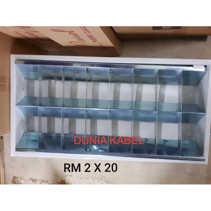 Promo Set Kap Lampu Tl Led Rm Neon 2X18 Watt / Kap Lampu Plafon + Lampu Led
