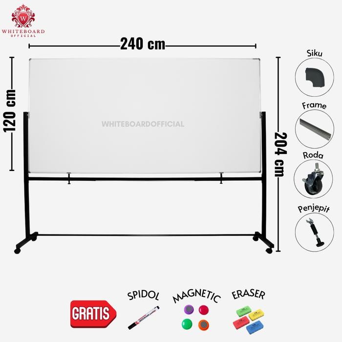 

SAKANA Papan Tulis White Board 120x240cm / Whiteboard Magnet Standing Praktis untuk Rumah & Kantor