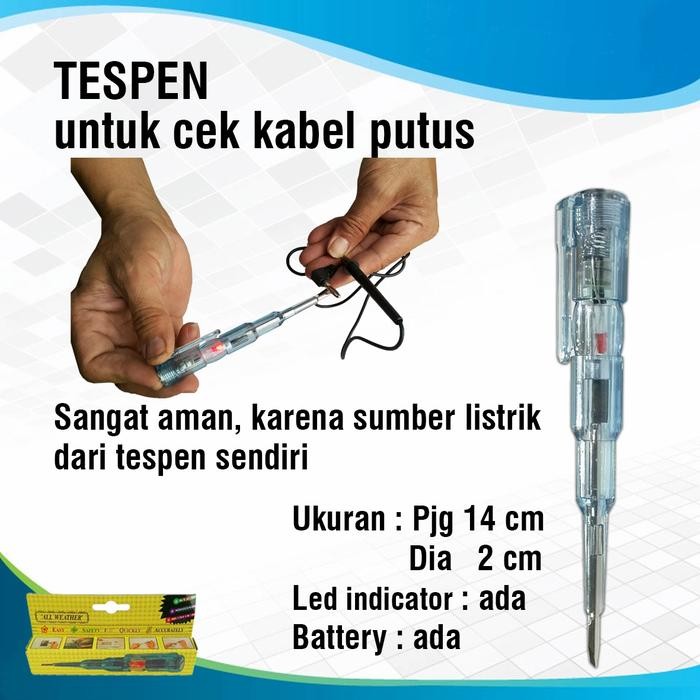 Tespen / Test Pen DC Alat Cek Kabel Putus Panjang 14 cm