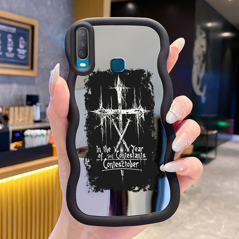 Casing Untuk VIVO Y12 Y12i Y15 Y17 Y3 Y3s 2020 Case Casing Label salib Pola HP Cesing Macaron Kasing
