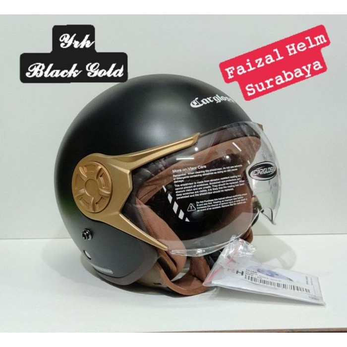 Cargloss Yrh/ Yr Hijab Deep Black Sg Gold / Black Dof (Hitam Doff)Helmet Motocycle
