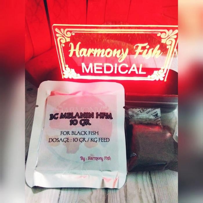 BC MELANIN HFM 100GR BUBUK VITAMIN PIGMEN HITAM BLACK IKAN KOI KOKI