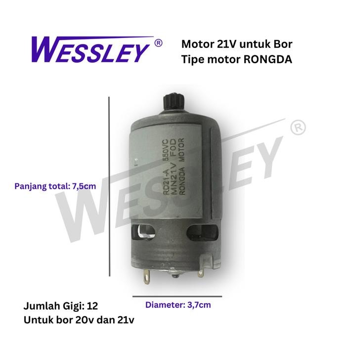 Terbaru Wessley Motor Rongda 21V Untuk Bor Cordless 20V / 21V / Dinamo Mesin Bor Rd21-A / 550Vc /