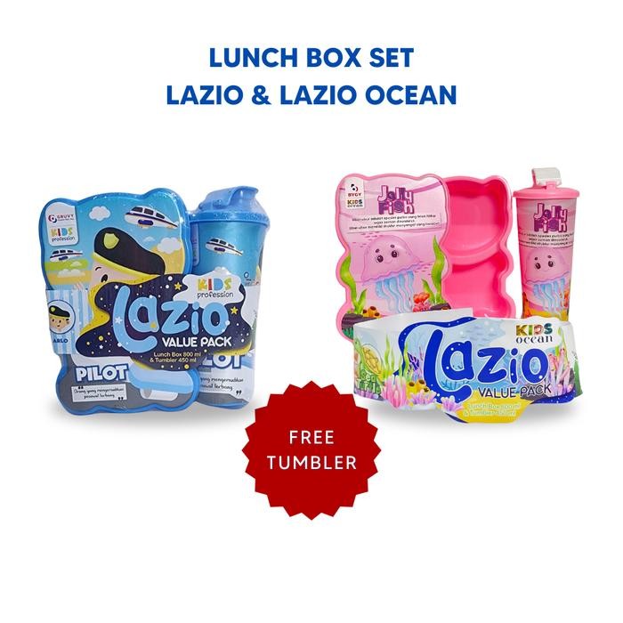 Terlaris Lunch Box + Tumbler Set LAZIO dan LAZIO OCEAN Kotak Bekal Anak Tempat Makan Sekolah Bonus