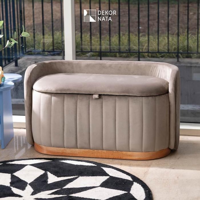 Terlaris Dekornata - Zenia Wide Stool Bench Minimalis / Bangku Sofa Storage / Kursi Sepatu / Sofa