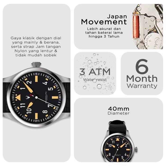 Roodolph Watch - Roadpilot Silver Jam Tangan Analog Pria Men Watch Promo 