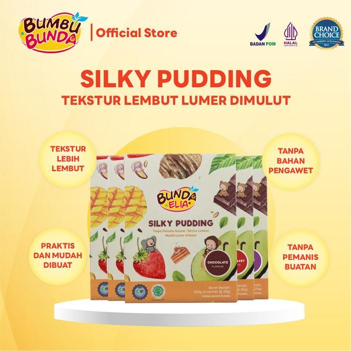 instanChatsaja- Bumbu Bunda Silky Pudding Strawberry / Coklat / Plain / Redvelvet 100Gr (Isi 4)