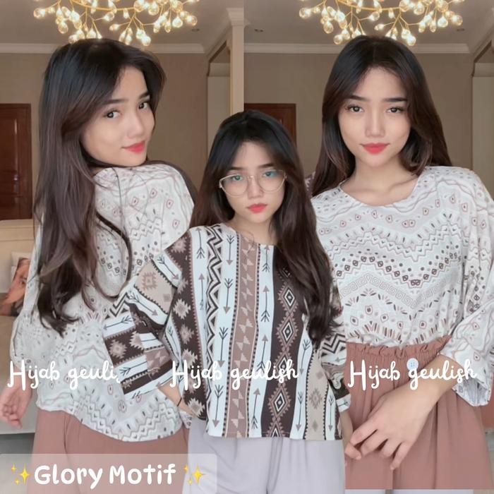 080j- Glory Motif One Set Croptop / Oneset Murah