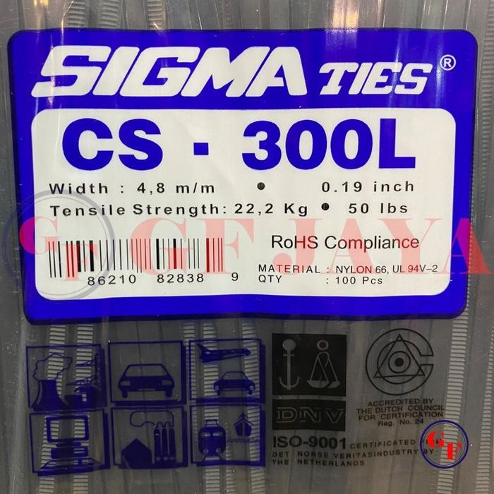 Kabel Ties Sigma Cs-300L 30Cm X 4.8Mm Hitam / Cs300L Cv300 Cv 300 L 30 Cm 300Mm 4.8 Mm 4,8 / Cable