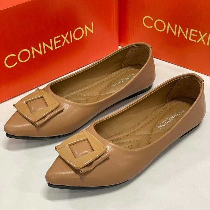 Connexion Flat Shoes Wanita Terbaru Sol Anti Selip Anti Licin Kerja Hitam Karet Cewek Sepatu Hak