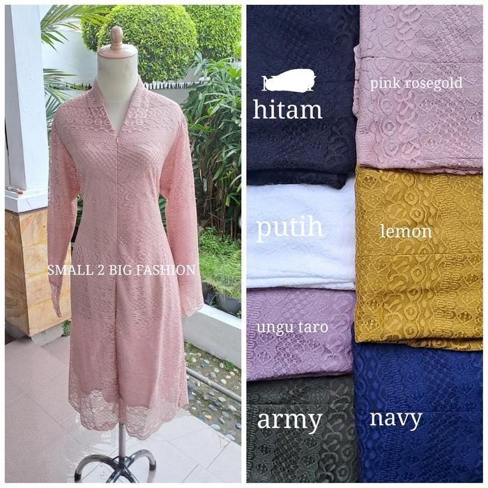 TERLARIS kebaya brokat panjang tunik ibu besan hijau army lemon marun mint ungu READY STOCK