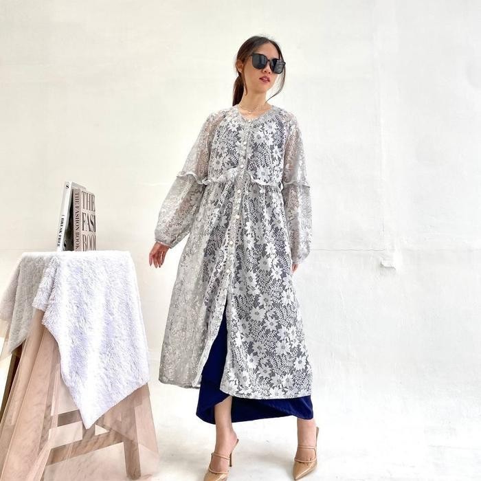 d1yv- Viola Outer Brukat Atasan Brukat Kondangan Pesta Wisuda Tile Cardigan Long Sleeve