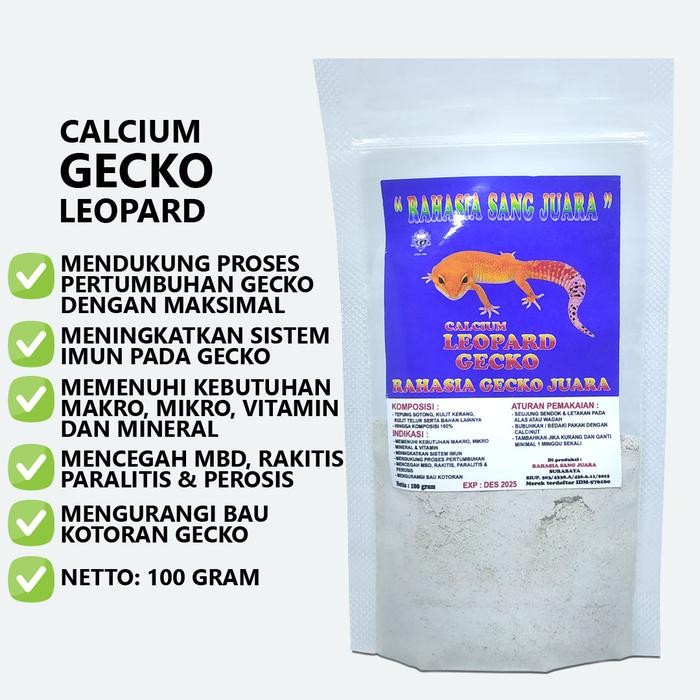 PetShoPq- Kalsium Gecko Leopard Calsium Gecko Mendukung Pertumbuhan Gecko