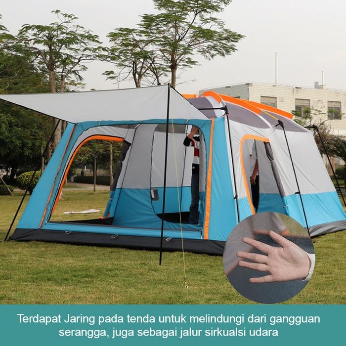 Tenda Camping Keluarga Tenda Kemping Untuk 8 - 12 Orang Tenda Keluarga Tenda Camping 2 Ruang Tenda