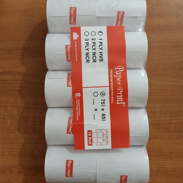 x1y5- Kertas Print Struk Kasir Rol 75 X 65 - 1 Ply Hvs, 2 Ply Ncr, 3 Ply Ncr
