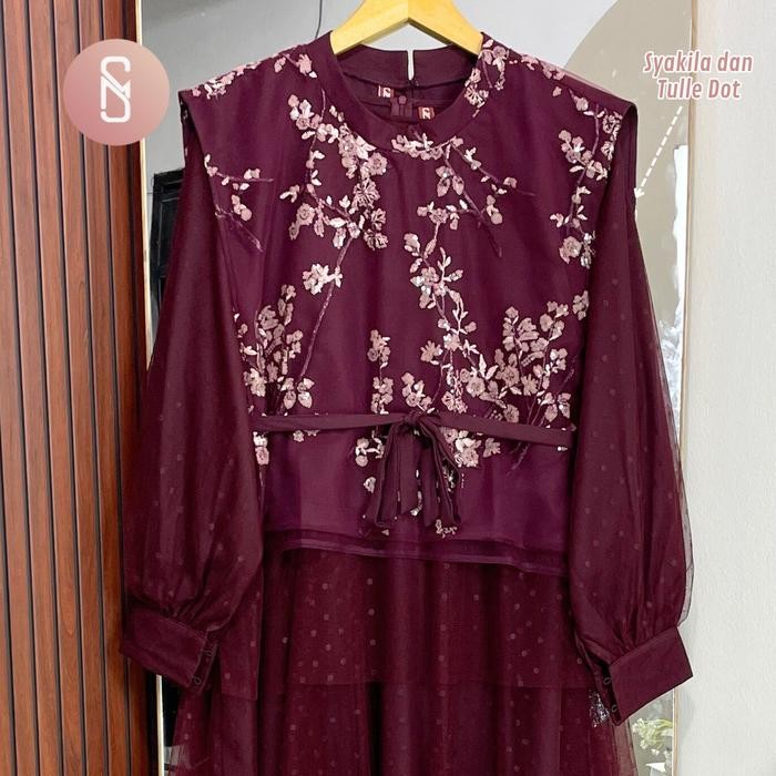 SALE Myshawl Farzana Dress Gamis Muslim Jumbo Katun Tille Motif Kasual Kondangan Wisuda Kekinian Big