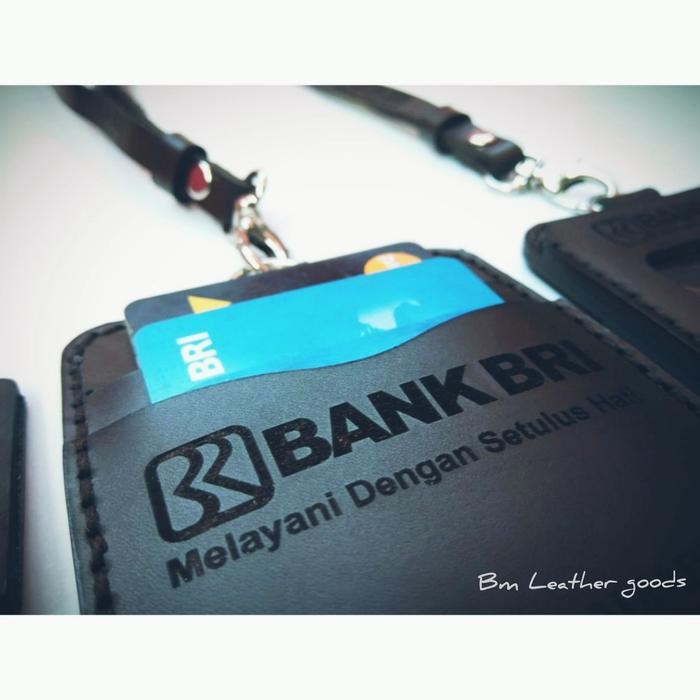 Gantungan Id Card Bank Bri Name Tag Kulit Asli Lanyard Kartu Bank Bri Terlaris