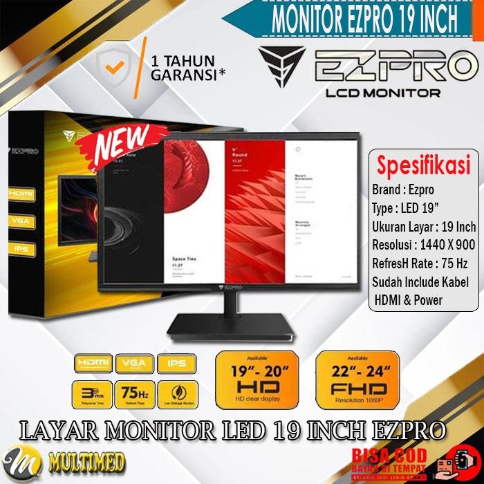 focx- Monitor Layar Led 19" Inch Widescreen Spc Baru