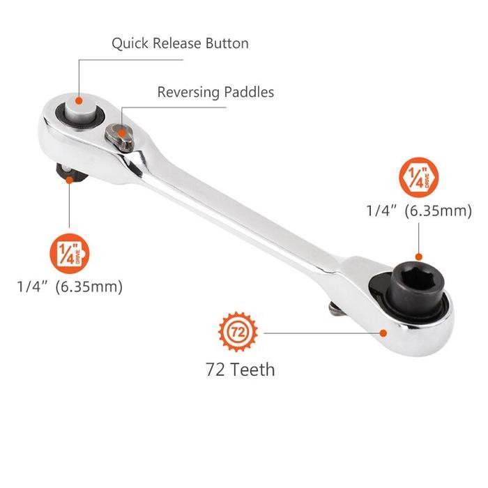 MINI RATCHET SOCKET 2 IN 1 SP / KUNCI SOK 6.35MM PAS RING L