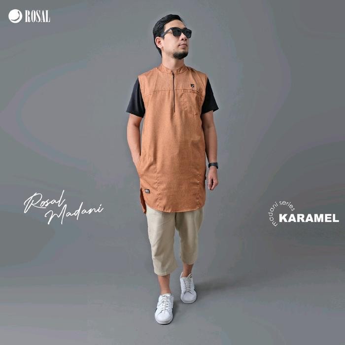 Rompi Sholat Pria - Rompi Shalat Solat Rosal - Rompi Koko Kurta Pria Cowok - Rosal Madani Pasti Ori