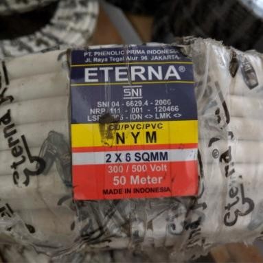 Kabel Listrik Kawat Nym 2X6 2X6Mm Eterna @50Meter