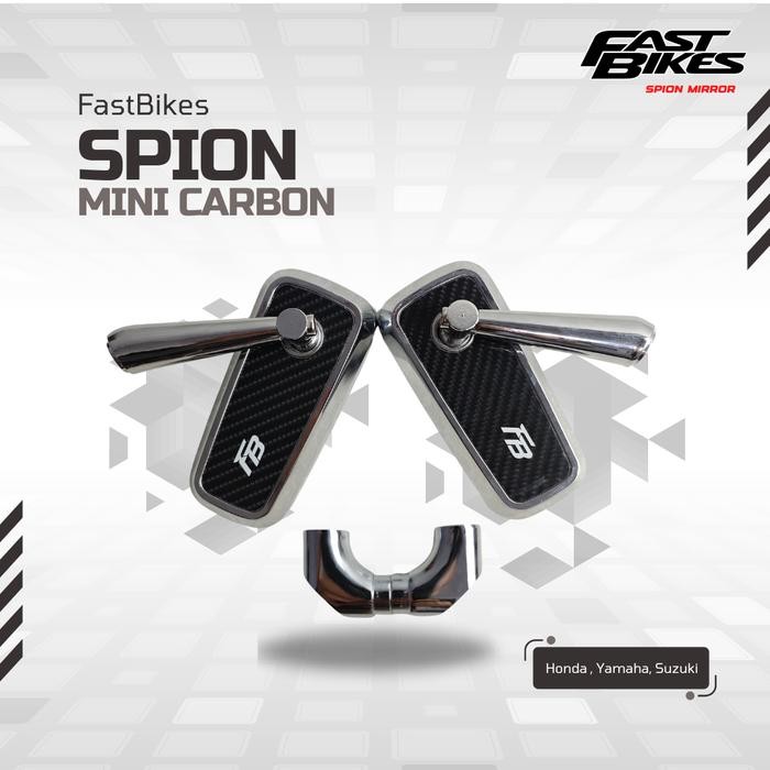 FASTBIKES Kaca Spion Variasi Chrome Hitam Mini Karbon Universal Vario Mio Beat Aerox Nmax Spacy