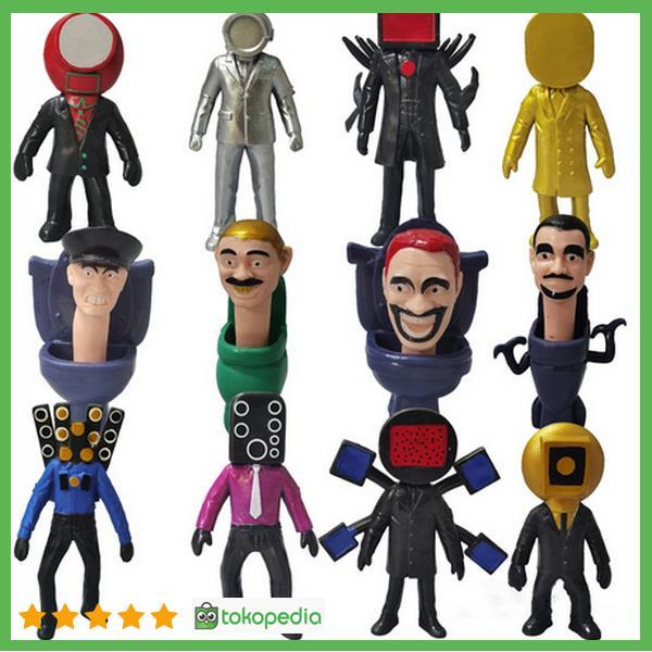 HOT SALE HOT 12 PCS MAINAN SKIBIDI TOILET SIREN HEAD FIGURE TV MAN MONITOR TERMURAH