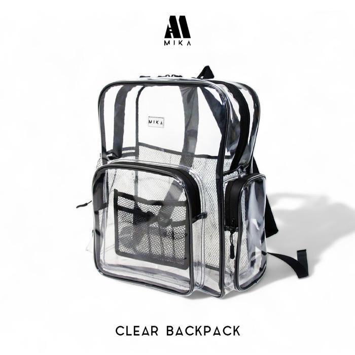 Promo Backpack Transparan / Tas Ransel Bening / Tas Laptop / Tas Serut Besar / Tas Sekolah Terlaris