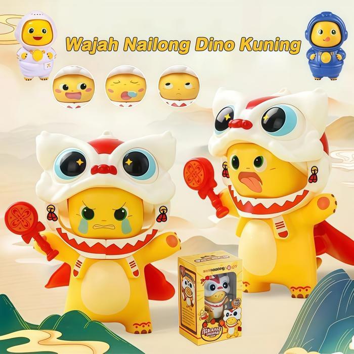 NEW NAILONG BARONGSAI DINO KUNING MAINAN /MAINAN NAILONG KUNING GANTUNGAN KUNCI BISA /NAILONG MAINAN