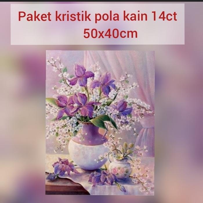 TERLARIS Paket kristik bunga lilac full sulam READY