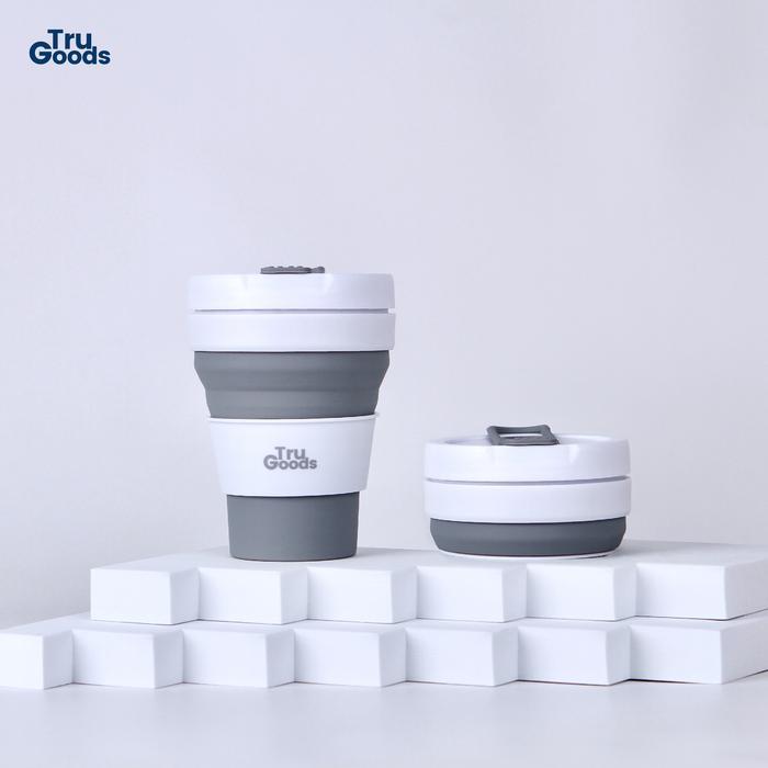Foldable Cup Premium Tru Goods / Gelas Kopi Lipat 475 Ml - Grey