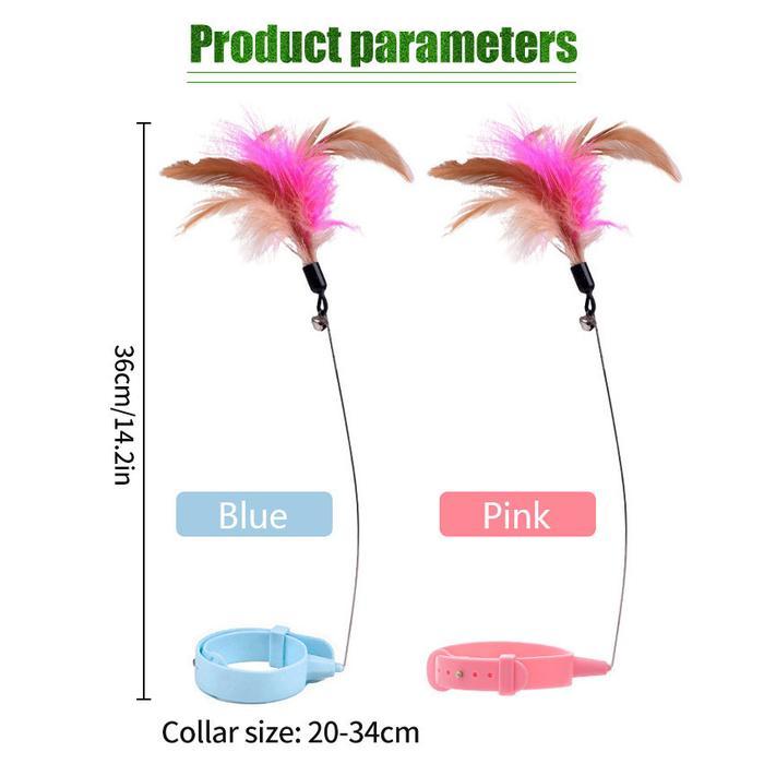 Kalung Mainan Bulu Tongkat Interaksi Di Leher Interaksi Kucing Cat Teaser Stick Pet Toys