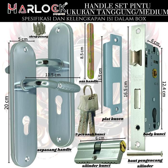 Kunci Pintu Harlock & Handle Pintu 1Set Gagang Bulat Fullset