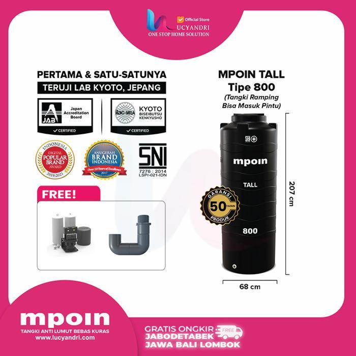 Tangki Air MPOIN 800 Tall Toren Tandon Tanki 840 L Mpoin Plus - Hitam