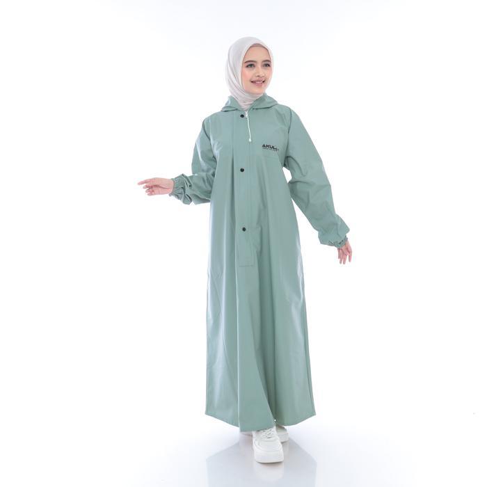 Akula Jas Hujan Gamis Warna Nude Jumbo PVC Wanita Syari Tebal - Tosca, L