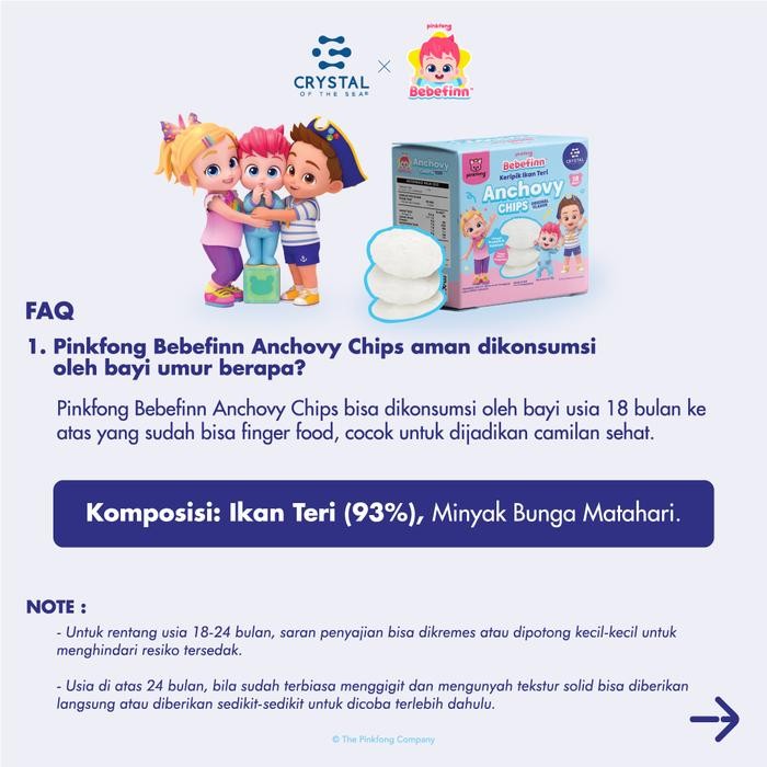 

Mamiseler45 - Pinkfong Bebefinn Anchovy Chips - Keripik Ikan Teri Original Crispy Snack