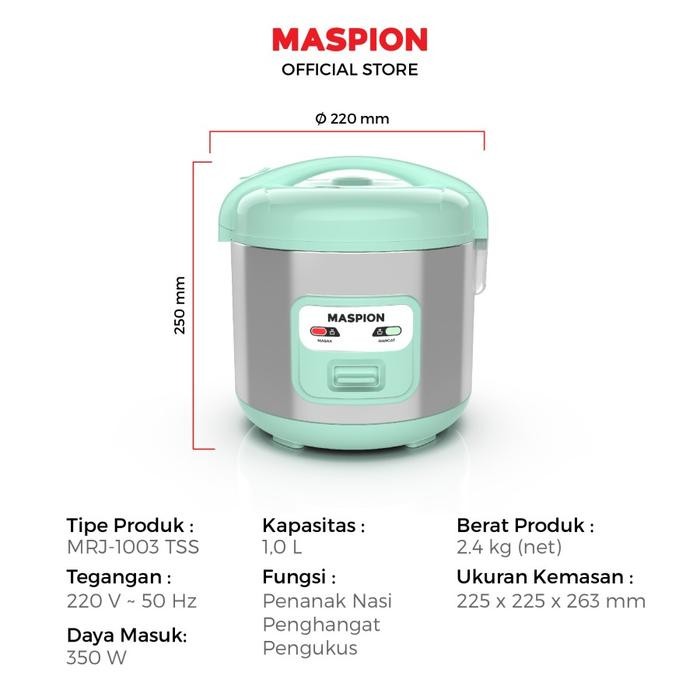 Rice Cooker Magic Com Maspion Mrj-1003 Tss