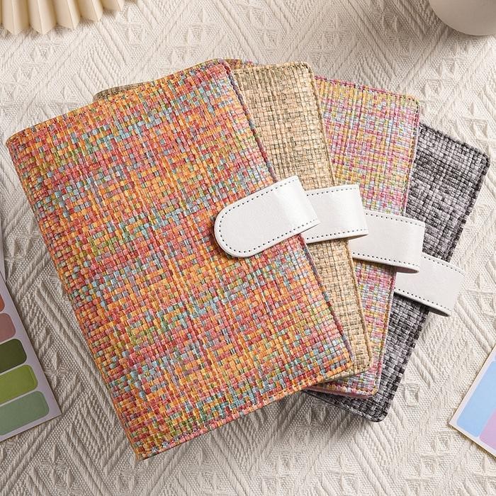 

Binder Kulit Texture Linen Anyaman A6 6 lubang binder jurnal tabungan organizer uang budgeting